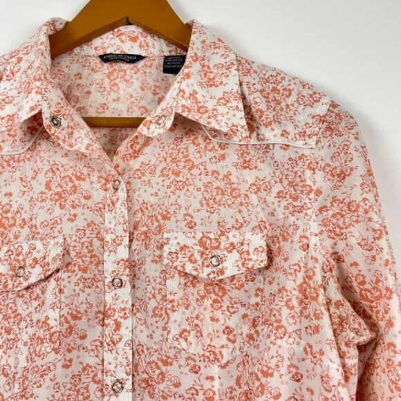 American Eagle Outfitters Floral Snap Button Cowgirl Top Size L - Picture 14 of 14
